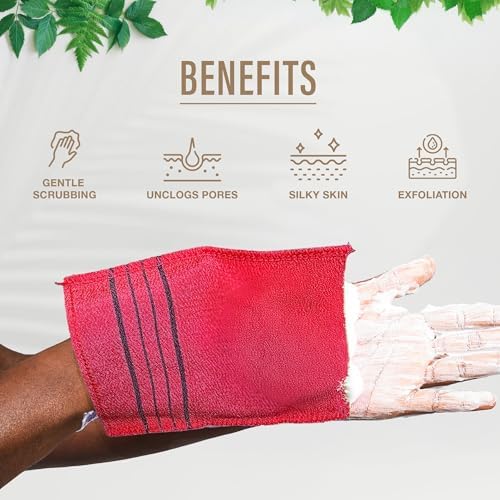 Sheanefit Exfoliating Bath Washcloth - 6 pcs Red