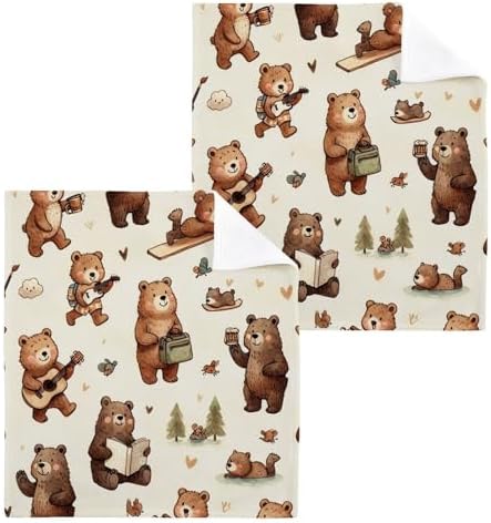 Small Brown Bears Washcloths 2-Pack 12x12