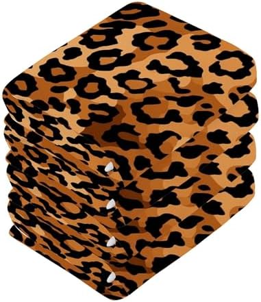 Leopard Print Washcloths Soft Absorbent 12x12