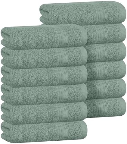 BOUTIQUO Ultra Soft Cotton Washcloths 12 Pack Jade