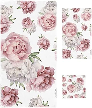 Shine-Home Red White Pink Floral Towel Set for Bathroom