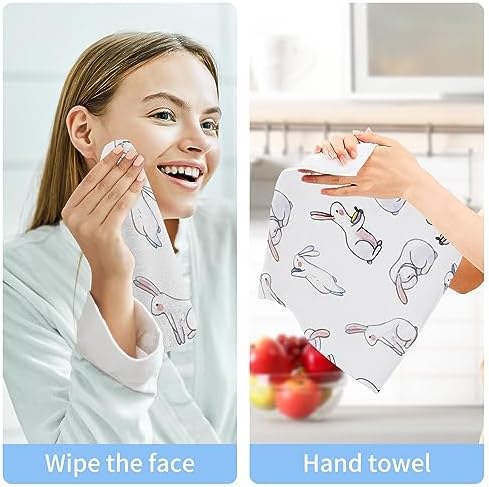 ALAZA Watercolor Rabbits Animal Bunny Towels Set