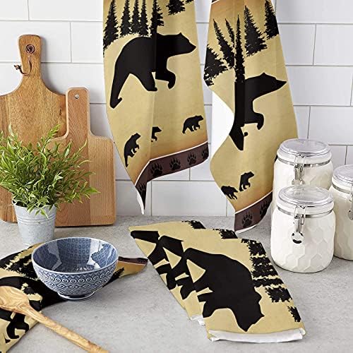 Retro Polar Bear Microfiber Kitchen Towels Set