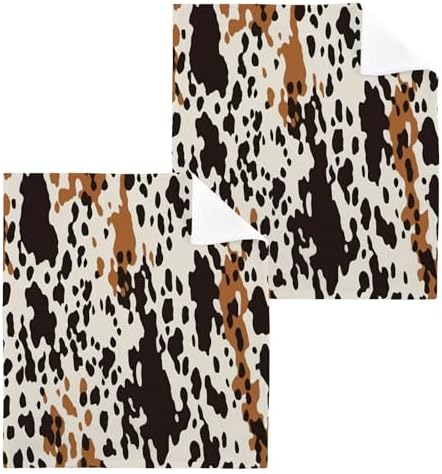 Natural Softness Brown Cow Print Washcloth for Face Hand