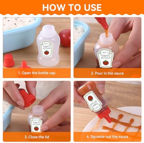 12-Piece Expandable Ketchup Bottle Set for Bento Boxes