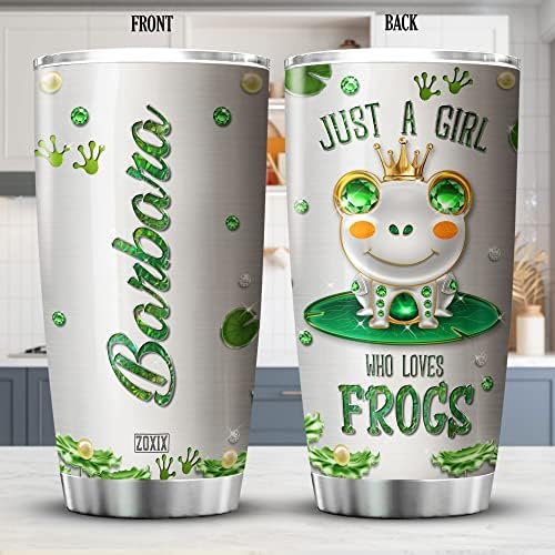 ZOXIX Just A Girl Who Loves Frogs Personalized Name Tumbler