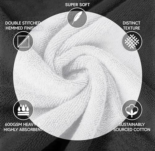 Luxury Wash Cloths 12 Pack Soft Absorbent 13x13 Inch - White