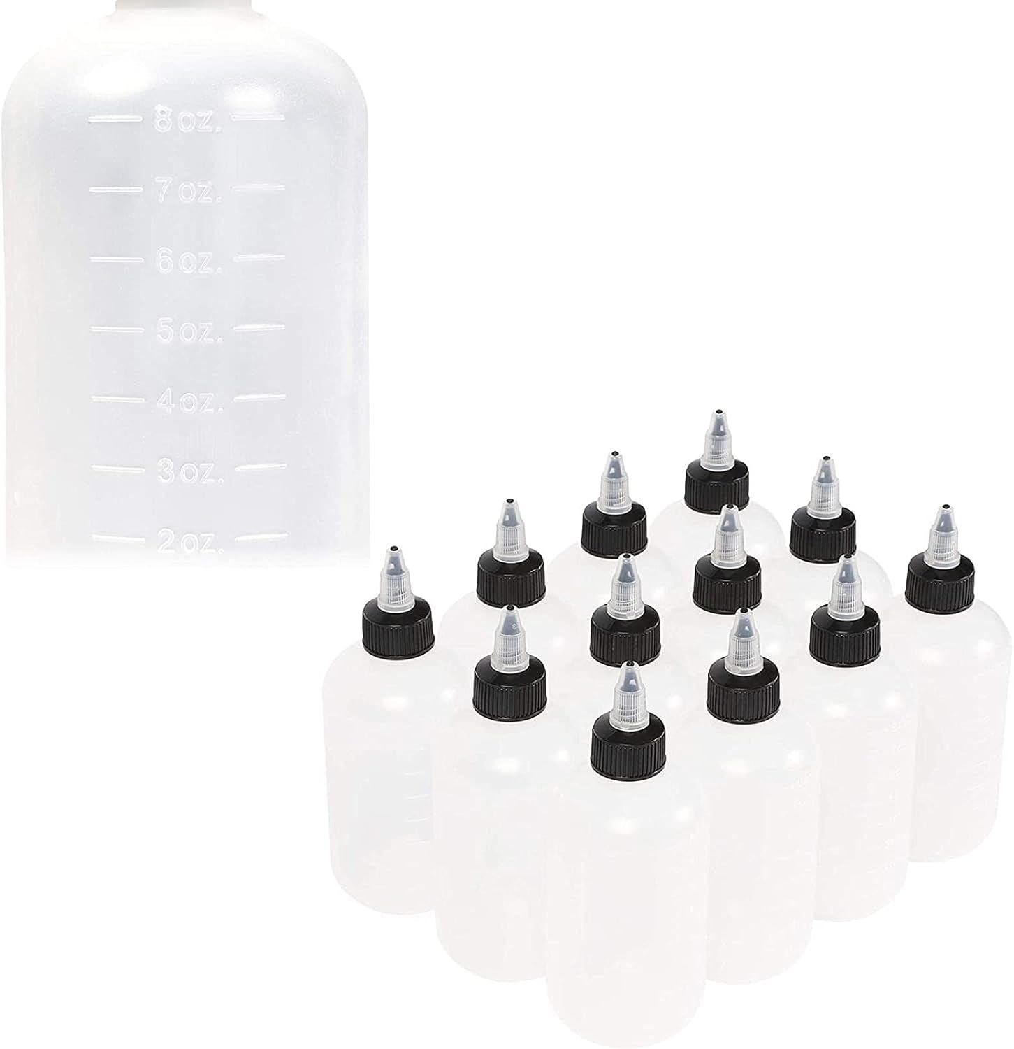 Juvale Boston Round Squeeze Bottles - 8 oz Pack of 12