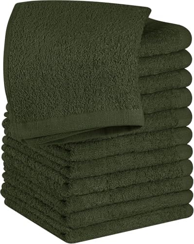 12x12 Premium Washcloth Set Zero Twist 100 Ring Spun Cotton Army Green