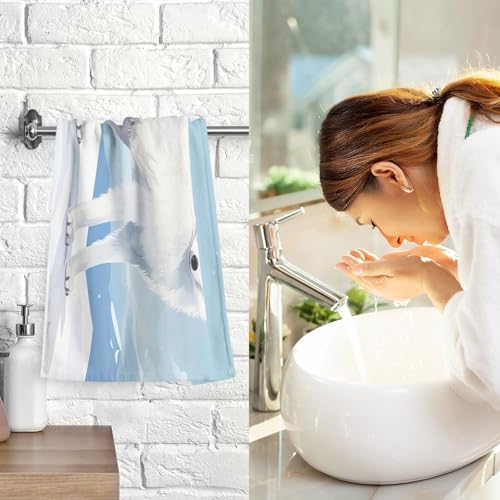 Quick Dry White Fox Snow Hand Towels