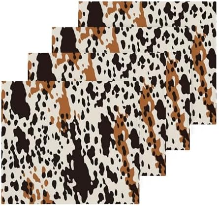 Natural Softness Brown Cow Print Washcloth for Face Hand