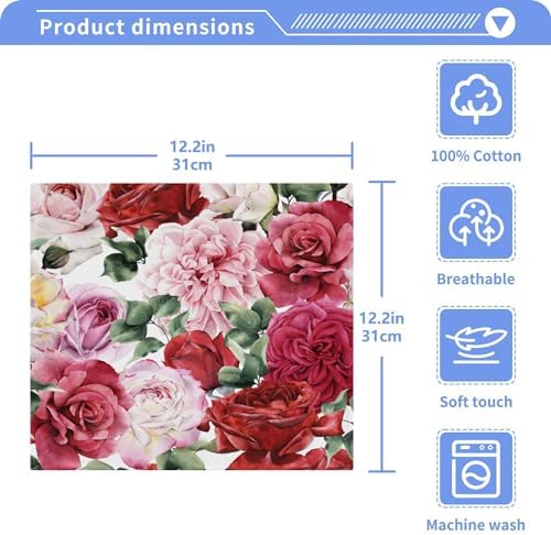 Xigua Roses Floral Pattern Washcloths Set