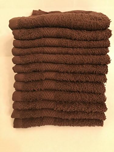 10 New Brown Washcloth Towel Dobby Border Ringspun 100 Cotton 12X12 In
