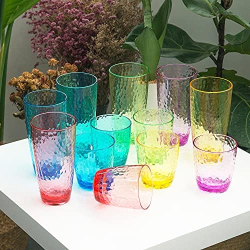 Hampered Plastic Tumbler Set of 12 Multicolor