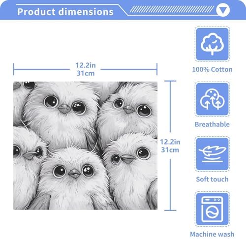 Msyxl 2-Piece Birds Pattern Washcloths Soft Cotton Face Body Towels