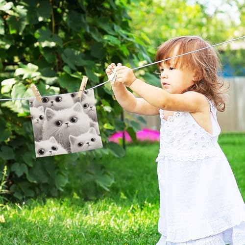 2-Pack White Cats Washcloths