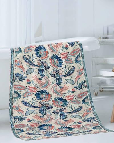 Retro Blue Paisley Bath Towels Set