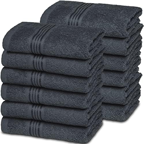 Belizzi Home Ultra Soft Cotton Washcloths 12 Pack 12x12 Inch Charcoal Grey