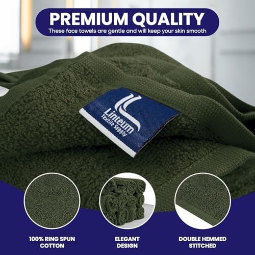 12x12 Premium Washcloth Set Zero Twist 100 Ring Spun Cotton Army Green