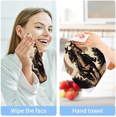 Kigai Sheriff on Horse Face Hand Towels Soft Absorbent 12x12 Pad