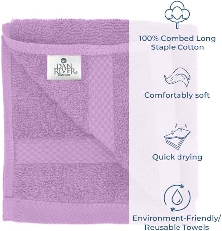 12-Piece DAN RIVER Premium Cotton Wash Cloths for the Face