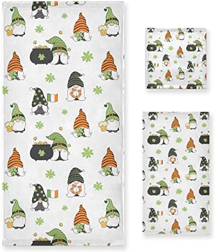 DOMIKING Gnome St Patrick Day Towel Set of 3
