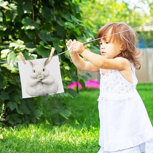 Premium 4-Pack Cotton Face and Hand Towels bunny with daisy design