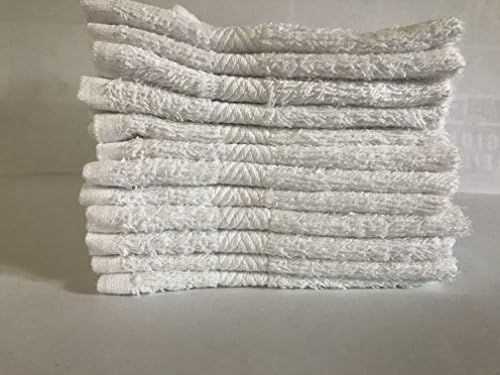 10 New White Washcloth Set 100 Cotton Dobby Border Ringspun 12x12
