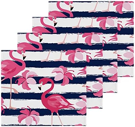 Kigai Tropical Pink Flamingo Washcloth Set Premium 12x12 inch