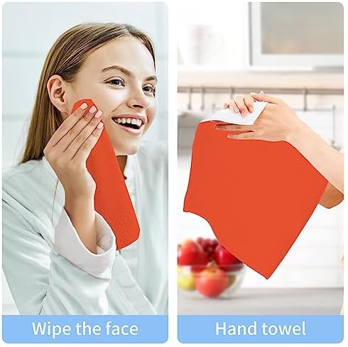 Plain Orange Solid Washcloth 12x12in 2 Pack Absorbent Cotton Towel