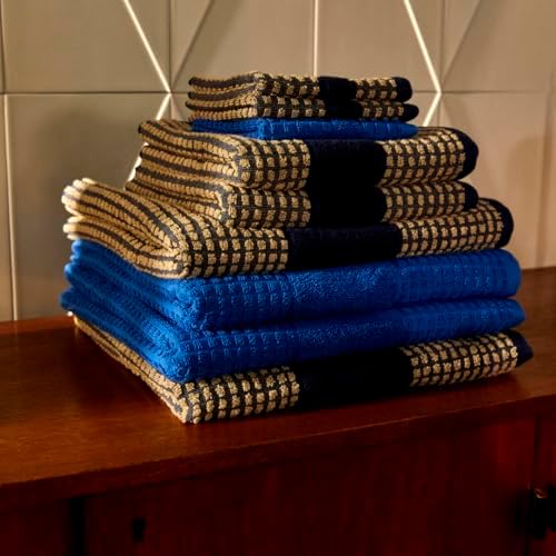 Juna Check Series Washcloth Dark BlueSand 12 x 12