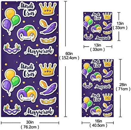 DOMIKINGMardi GrasStickers Bath Towels Set