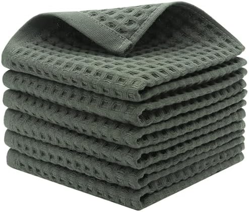Exceptional Cotton Waffle Wash Cloths Soft Thin and Durable 13x13 inch 6-Pack