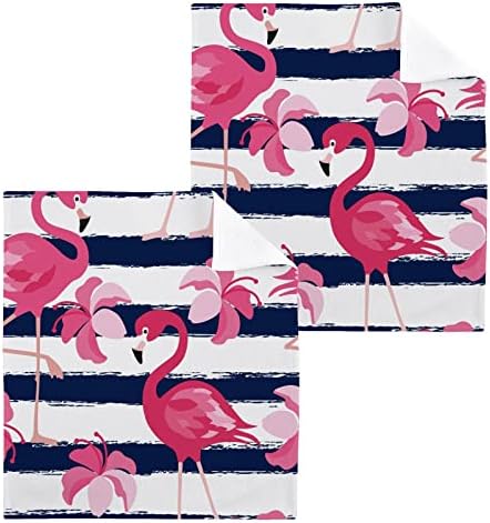 Kigai Tropical Pink Flamingo Washcloth Set Premium 12x12 inch