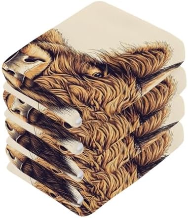 WELLDAY Highland Cattle Washcloths 2 Pack 12x12 Inches