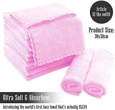 TENSTARS 12 Pack Premium Washcloths Set - Soft Microfiber Coral Velvet
