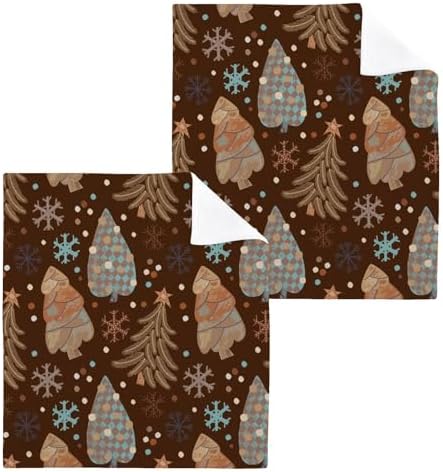 Burbuja Christmas Trees - Cotton Washcloths Set of 2 - Fingertip Towels