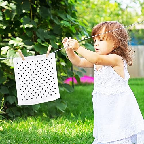 Linqin Cotton Washcloths Black Polka Dots 12x12 Pack of 2
