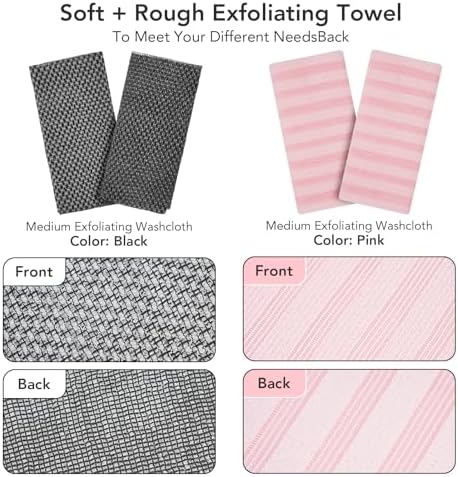Exfoliating Washcloth Shower Towel - 2 Pack for Back and Body