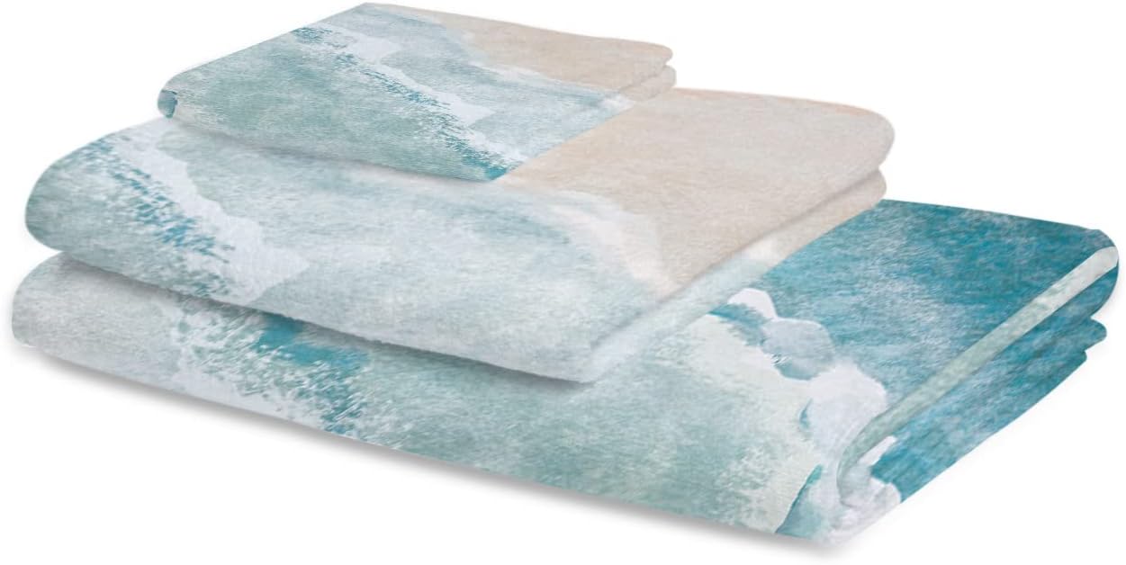Seven Roses Microfiber Bath Towels Set - Nautical Soft for Beach Kitchen