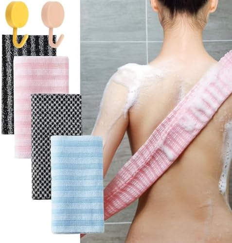 4-Piece Exfoliating Body Scrub Towels for Men Women