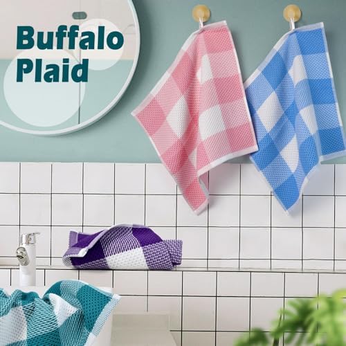 Cleanbear 4-Piece BUFFALO CHECK Face Towels for Showering
