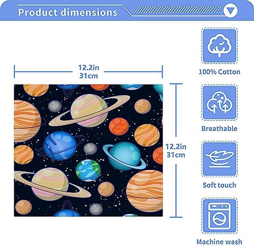 WELLDAY Cartoon Solar System Washcloths 2 Pack