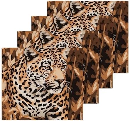 YETTASBIN Leopard Washcloths 4 Pack