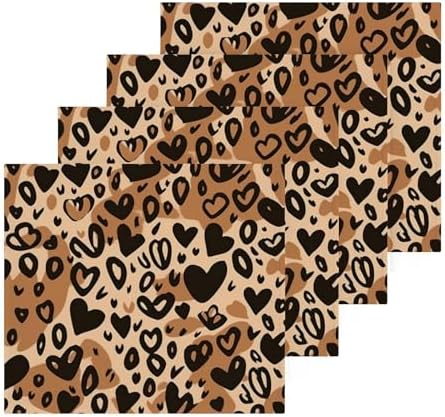 Leopard Heart 12x12 Soft Cotton Washcloths Set