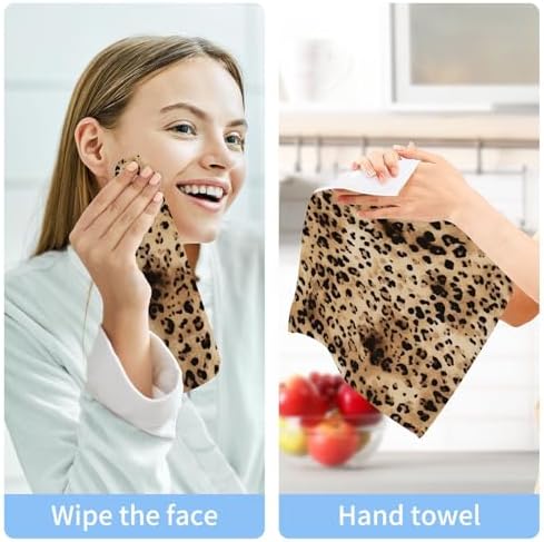 Pure Cotton Leopard Print Reusable Absorbent Face Towels Set - 2-Pack