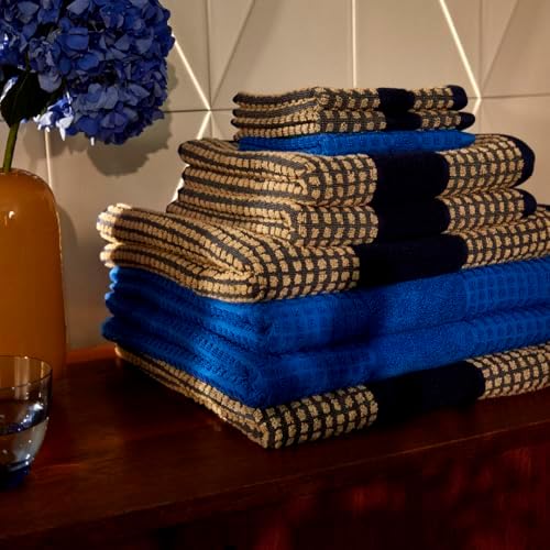 Juna Check Series Washcloth Dark BlueSand 12 x 12
