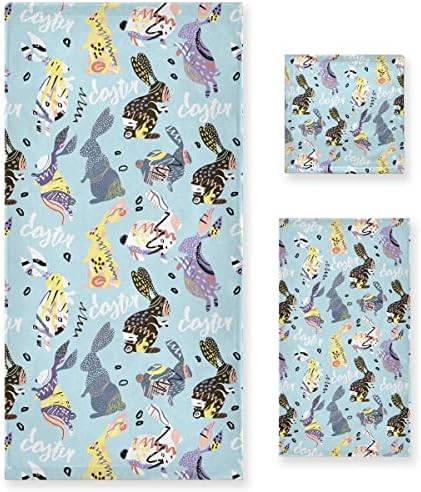 DOMIKING Easter Bunny Bath Towels Set for Hair Face Body