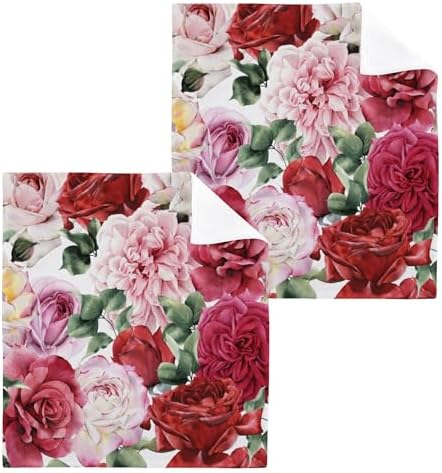 Xigua Roses Floral Pattern Washcloths Set