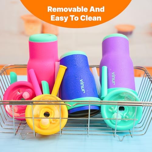 Sturdy Leak-Proof Tumbler for Kids 14 oz Navy Purple